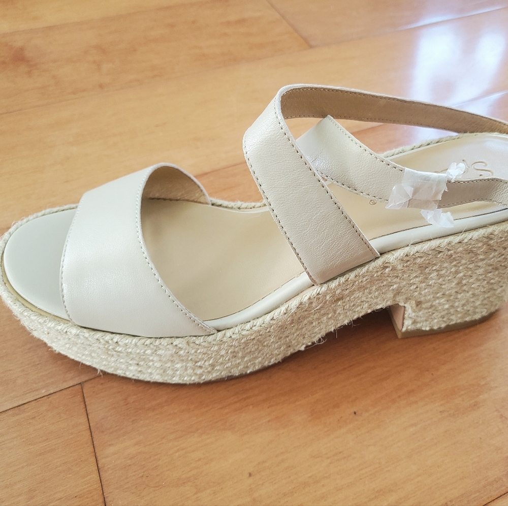 Bowie Espadrille Platform Wedge Leather Sandals, 9 - Picture 4 of 7